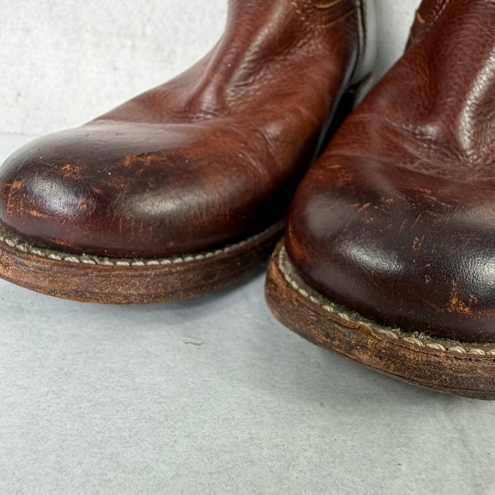 Vintage Frye Campus 14L Tall Boots Pebbled Leather Cognac Brown Women's 9.5M - Picture 14 of 15